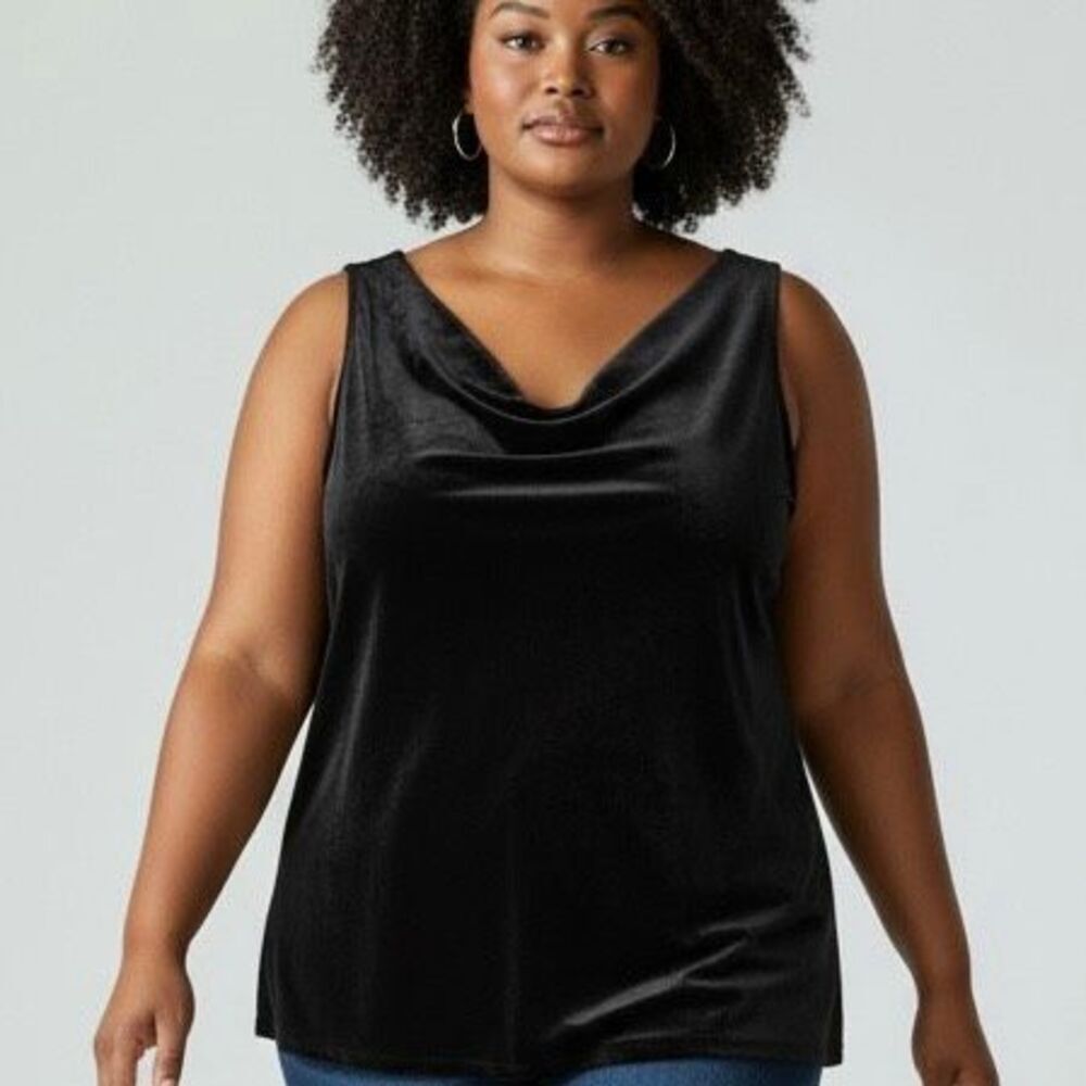Lane Bryant 22/24 Black Velvet Sleeveless Blouse Classic Evening Cocktail Party
